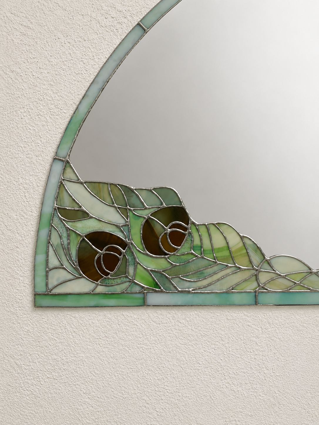 Vintage Jugendstil Halbrunder Wandspiegel im Tiffany Stil – Bild 2