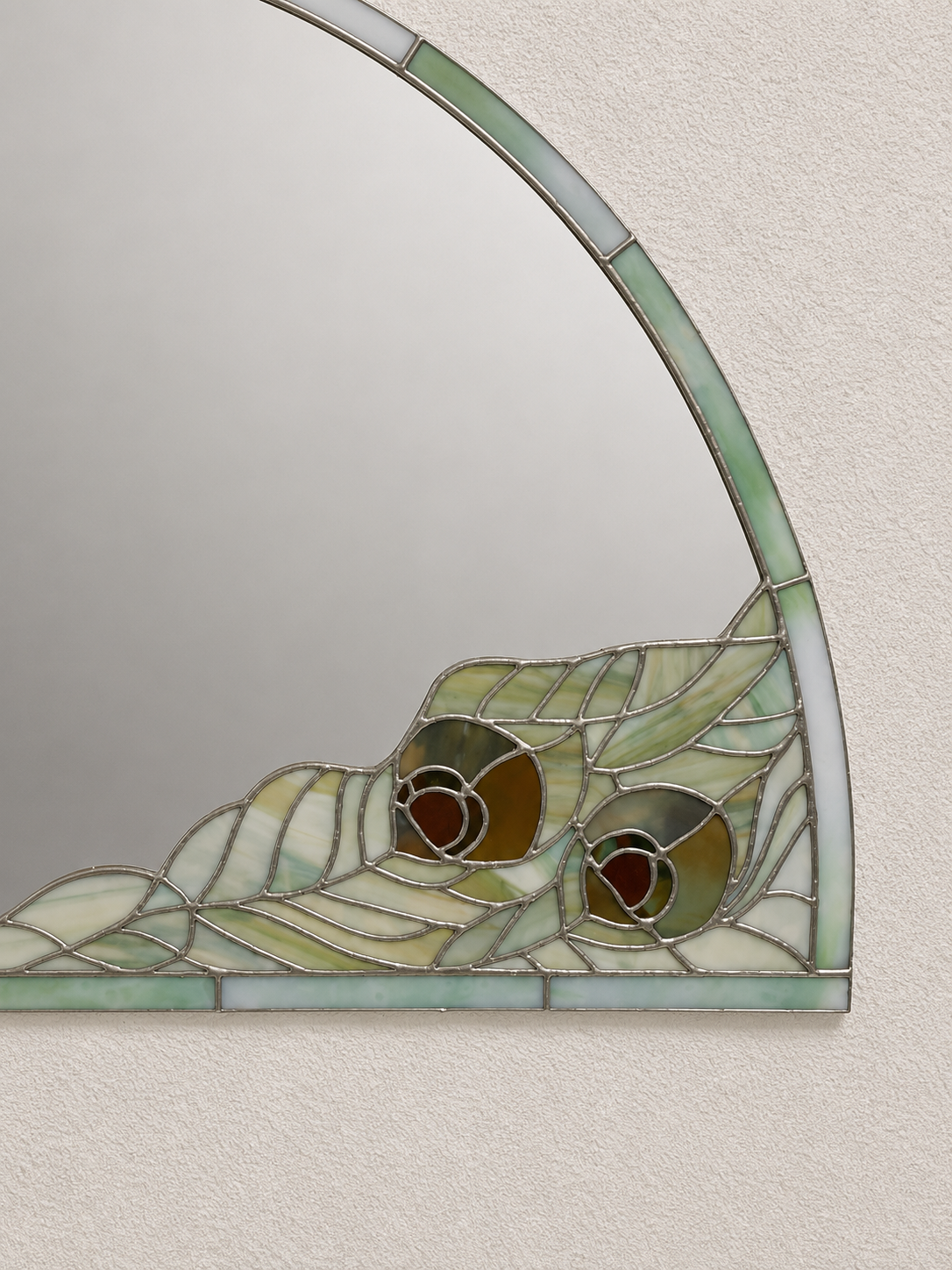 Vintage Jugendstil Halbrunder Wandspiegel im Tiffany Stil – Bild 3