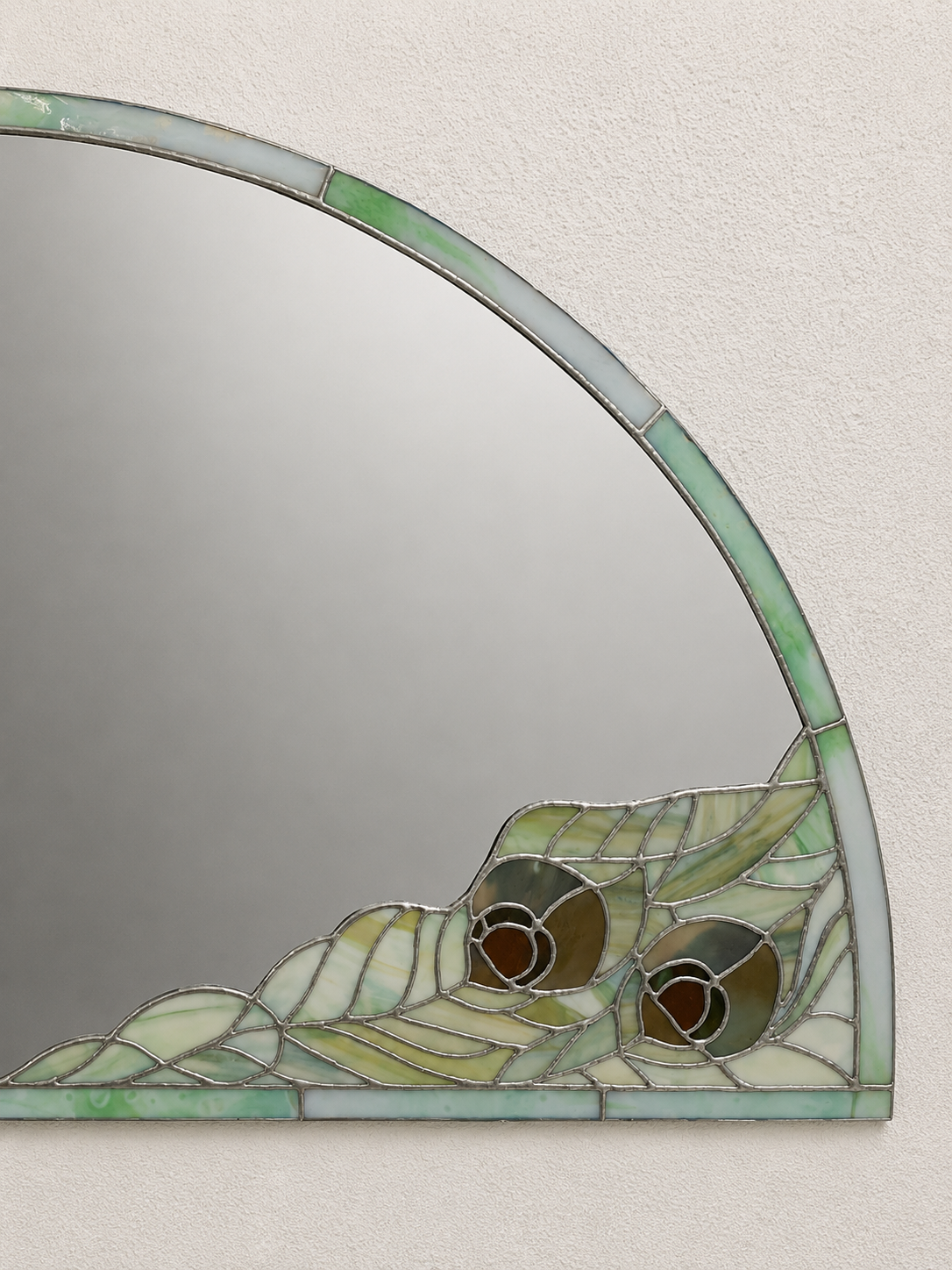 Vintage Jugendstil Halbrunder Wandspiegel im Tiffany Stil – Bild 6