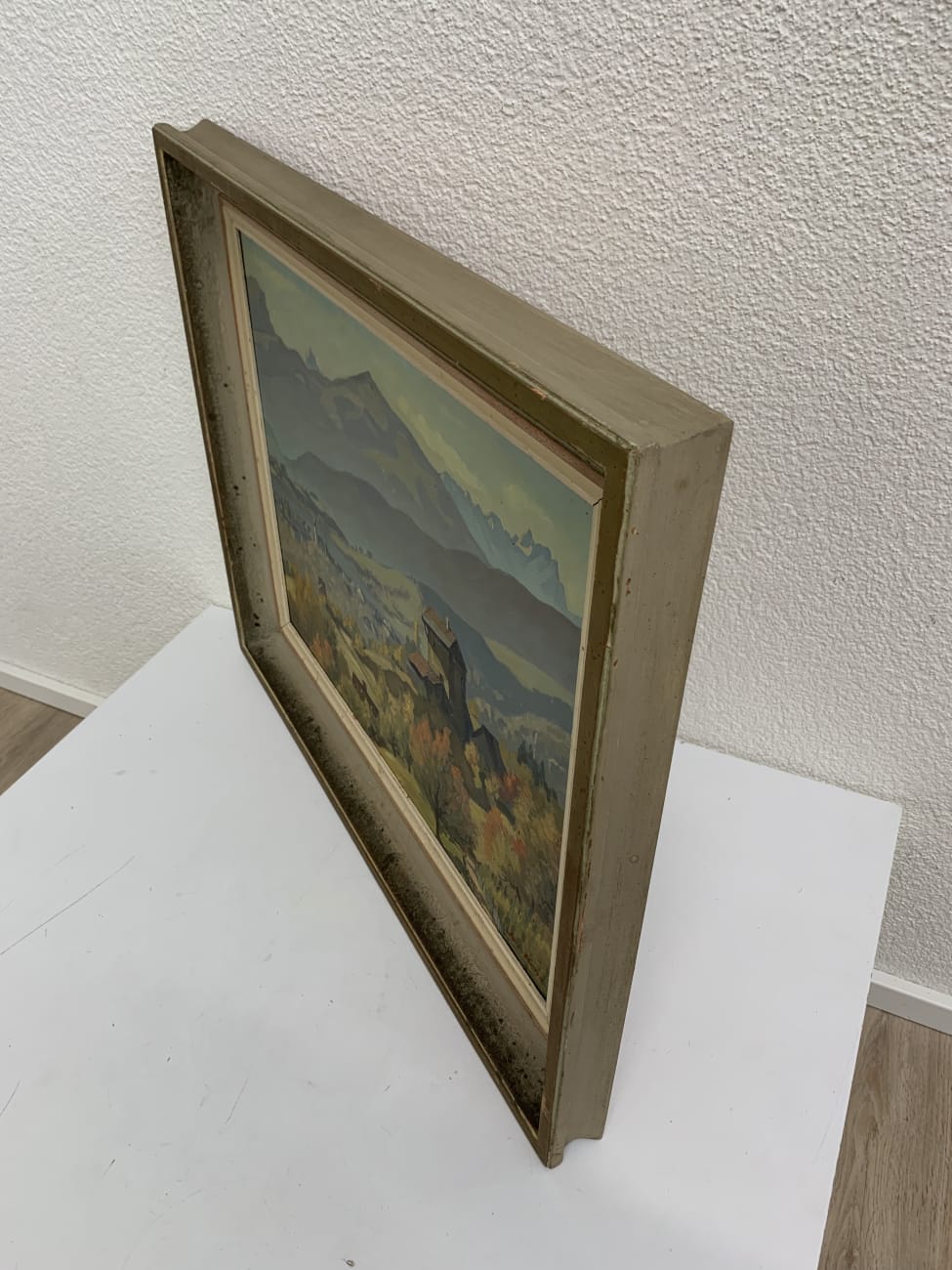 Vintage Original Ölgemälde von Jos. Benz - Alpen & Dorfansicht 61 x 52 cm – Bild 10