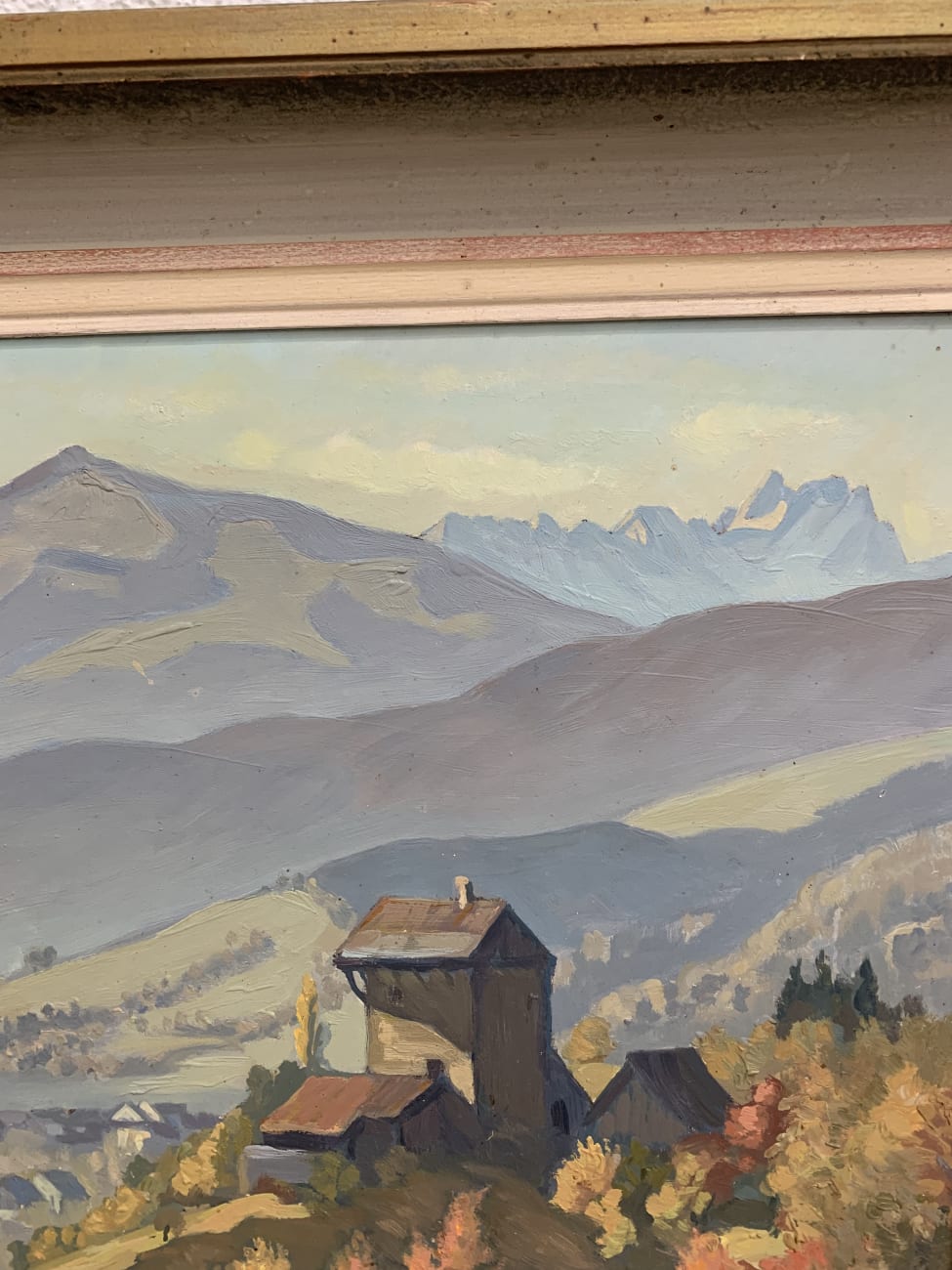 Vintage Original Ölgemälde von Jos. Benz - Alpen & Dorfansicht 61 x 52 cm – Bild 7