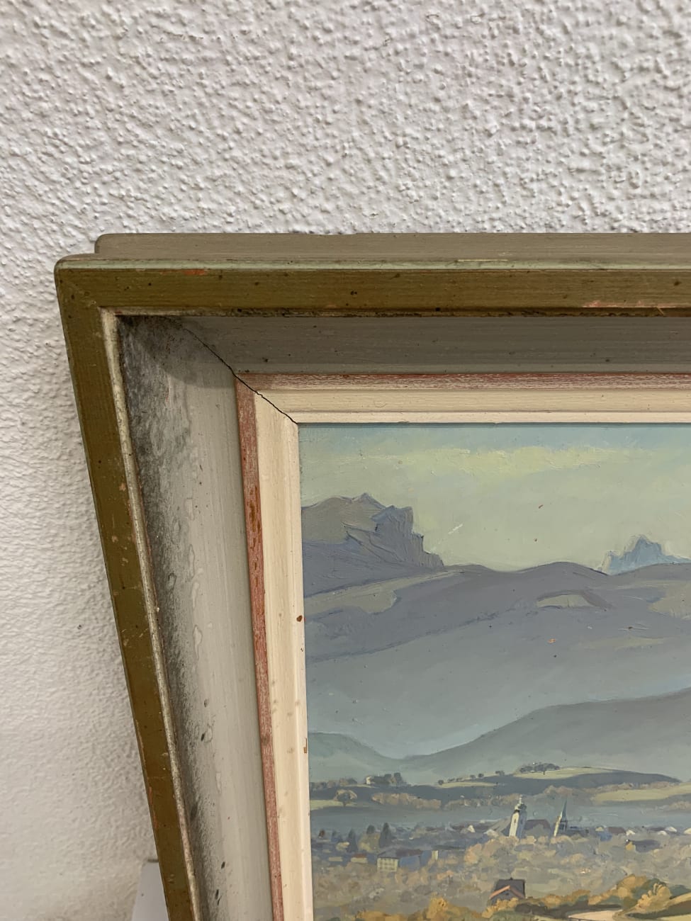 Vintage Original Ölgemälde von Jos. Benz - Alpen & Dorfansicht 61 x 52 cm – Bild 9