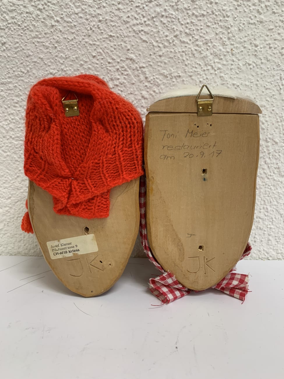 Vintage Schweizer Holzmasken Paar von Josef Kiener Kriens – Bild 7