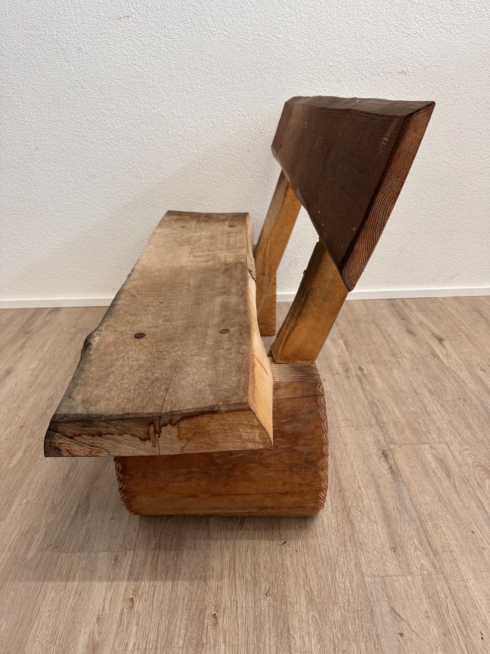 Rustikale Holzbank mit Rückenlehne 125 cm
