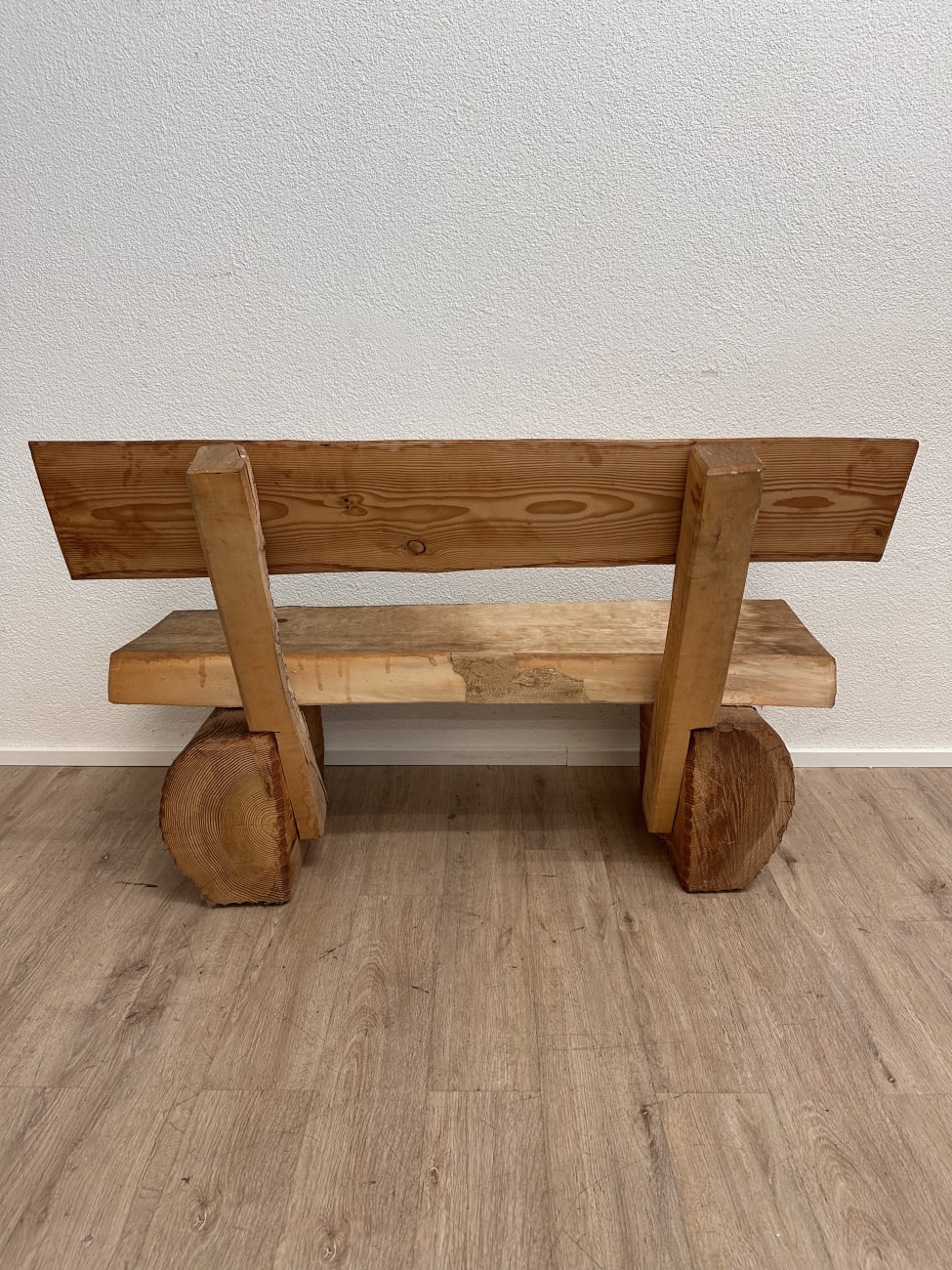 Rustikale Holzbank mit Rückenlehne 125 cm